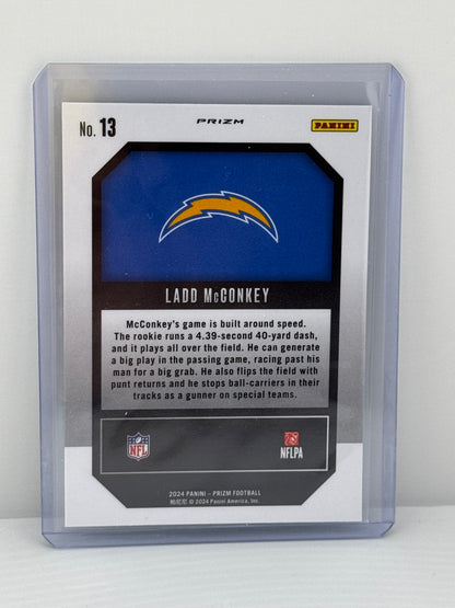 2024 Prizm #13 Ladd McConkey RC Emergent Green Prizm Los Angeles Chargers