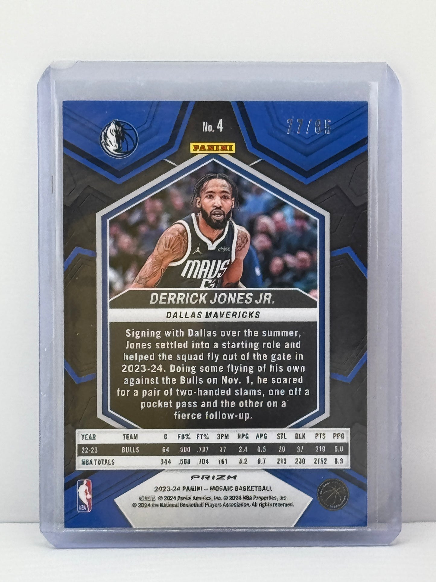2023-24 Mosaic #4 Derrick Jones Jr. Blue Disco No Huddle 77/85 Dallas Mavericks