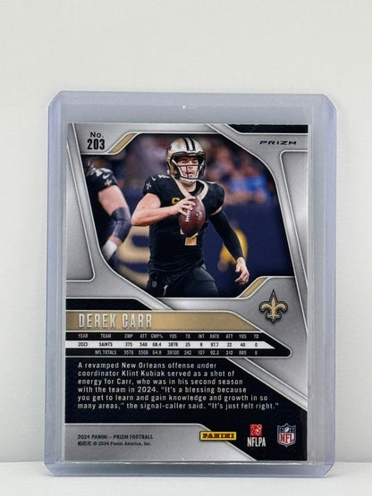 2024 Prizm #203 Derek Carr Neon Green Pulsar Prizm New Orleans Saints