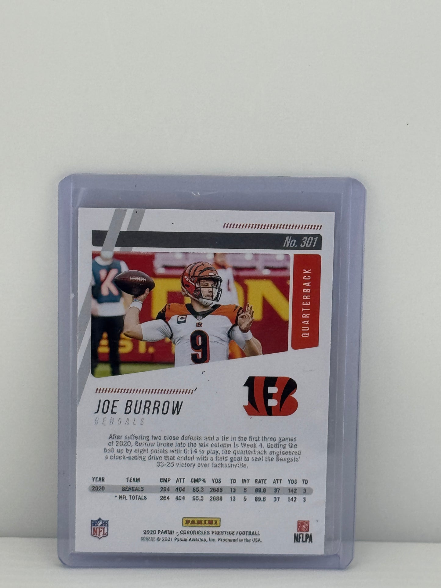 2020 Panini Chronicles Prestige #301 Joe Burrow RC Cincinnati Bengals