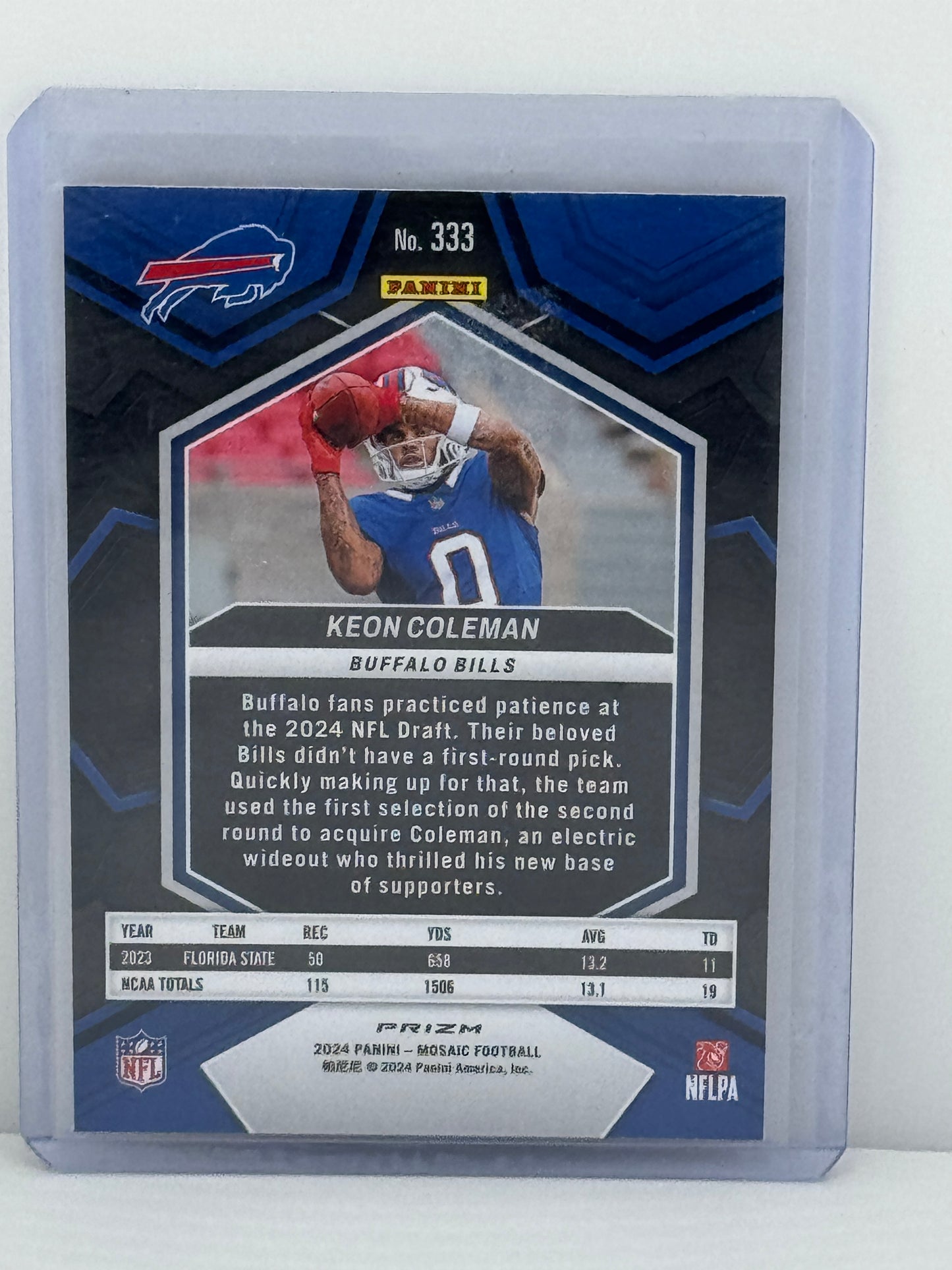 2024 Mosaic #333 Keon Coleman Reactive Yellow Prizm RC Buffalo Bills