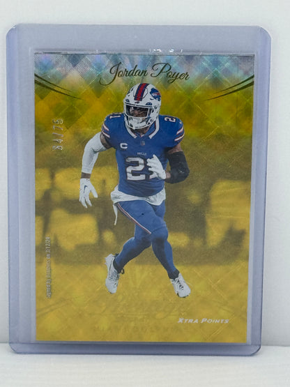 2024 Panini Prestige # 187 Jordan Poyer Xtra Points Yellow Premium 64/75 Miami Dolphins