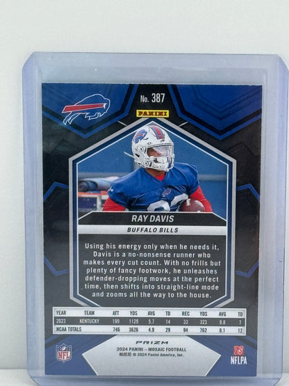 2024 Panini Mosaic #387 Ray Davis Green Prizm RC Buffalo Bills