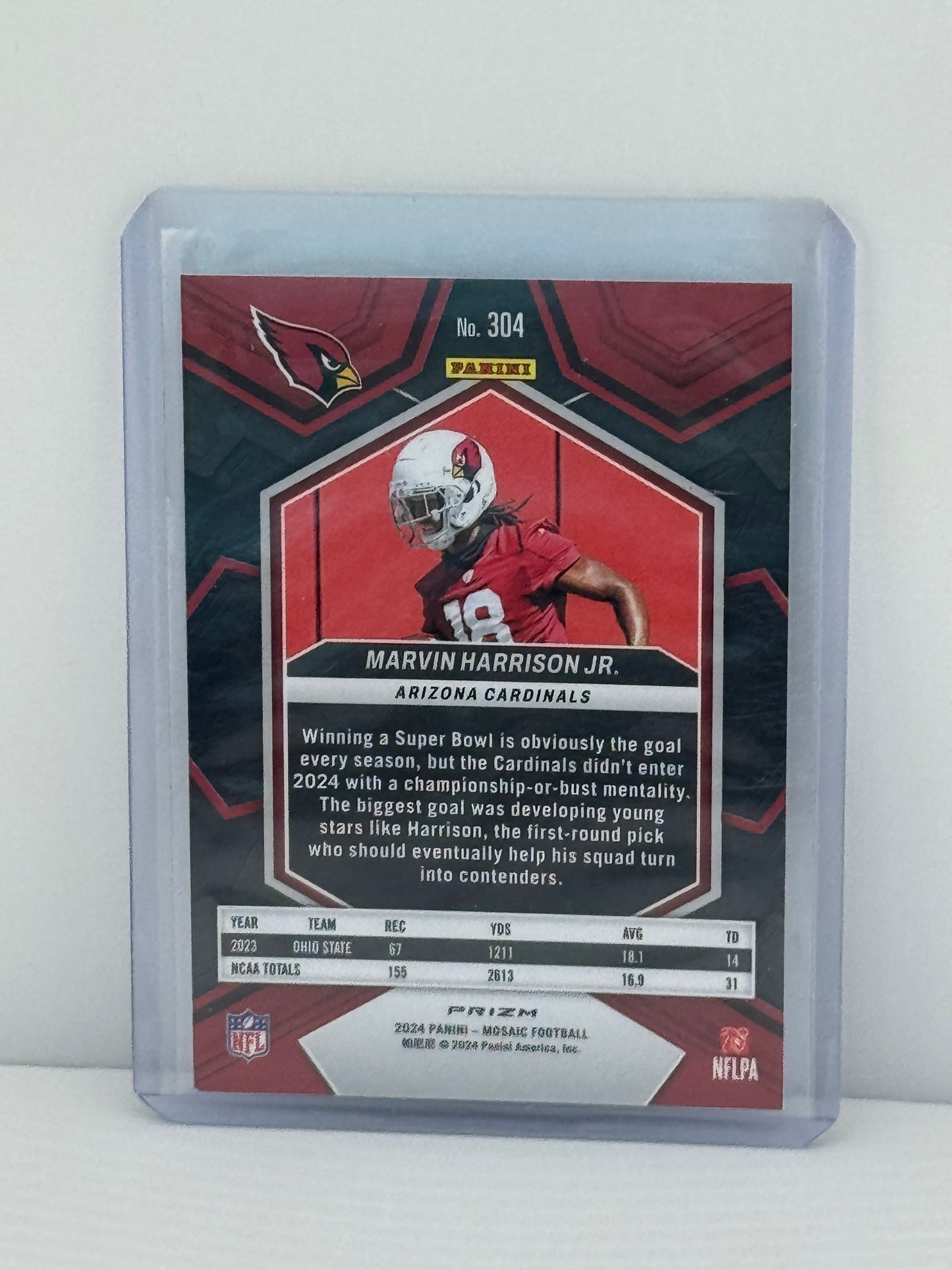 2024 Mosaic #304 Marvin Harrison JR Silver Mosaic Prizm RC Arizona Cardinals