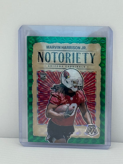 2024 Mosaic #22 Marvin Harrison JR Notoriety Green Prizm RC Arizona Cardinals