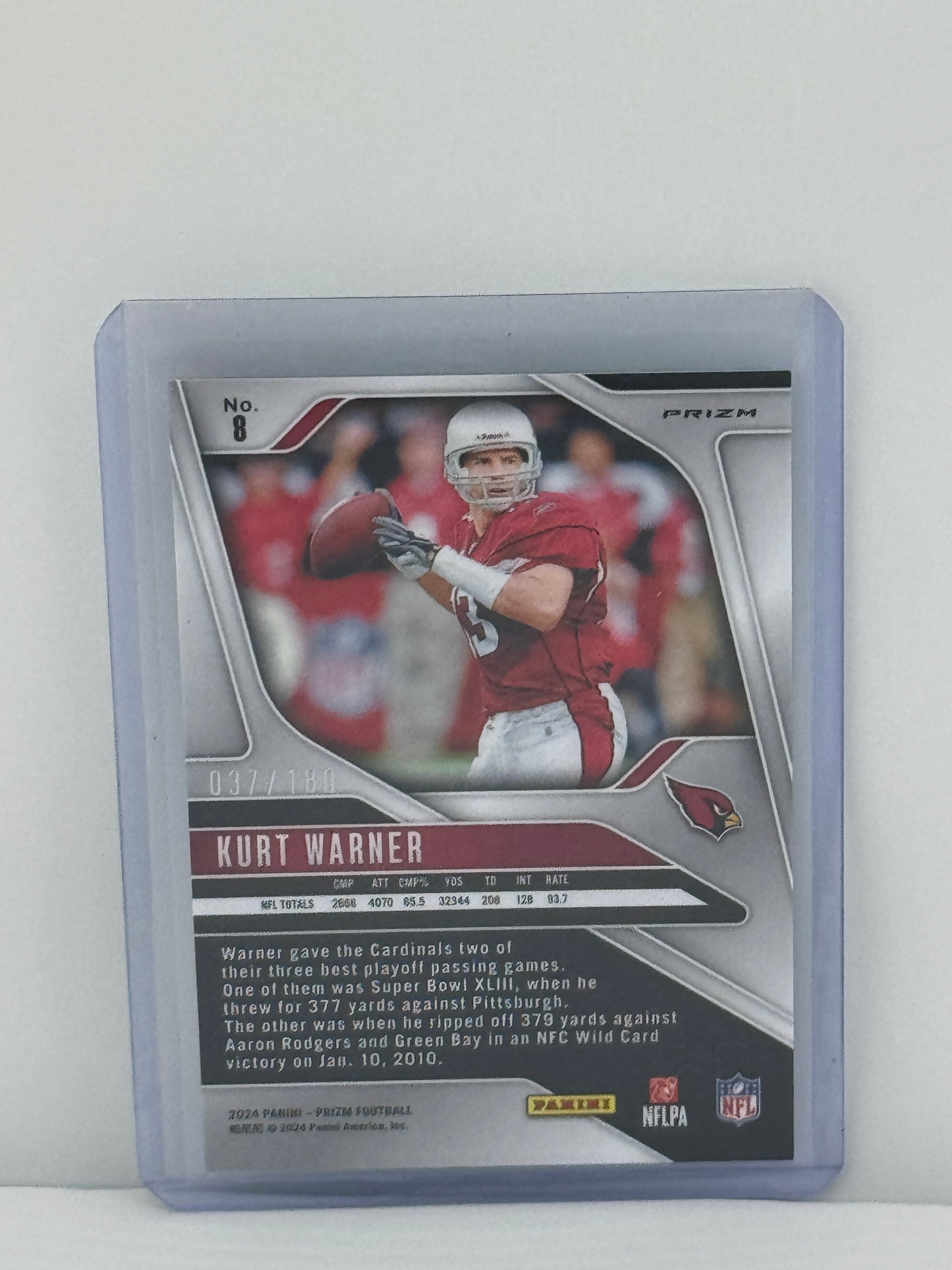 2024 Panini Prizm #8 Kurt Warner Hyper Prizm 37/180 Arizona Cardinals