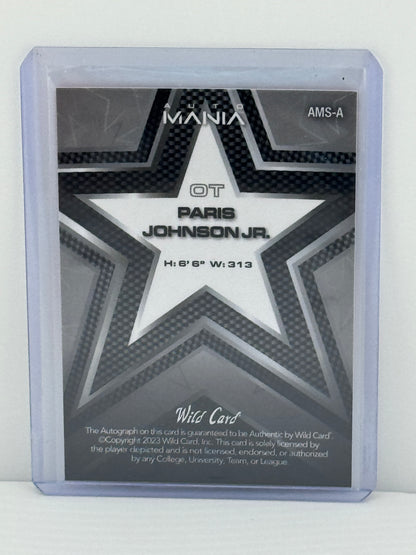 2023 Wild Card Auto Mania #AMS-A Paris Johnson Jr Auto 18/35 Arizona Cardinals