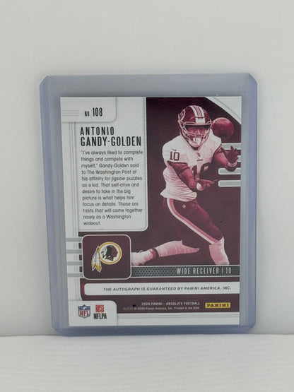 2020 Panini Absolute #108 Antonio Gandy-Golden Red Mojo Auto 64/100 RC Washington Commanders