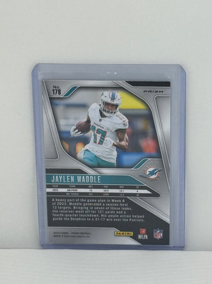 2024 Panini Prizm #178 Jaylen Waddle Green Wave Miami Dolphins