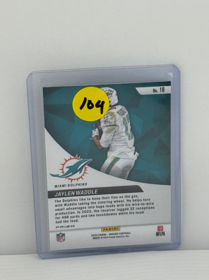 2024 Panini Mosaic #18 Jaylen Waddle Elevate Silver Mosaic Prizm Miami Dolphins