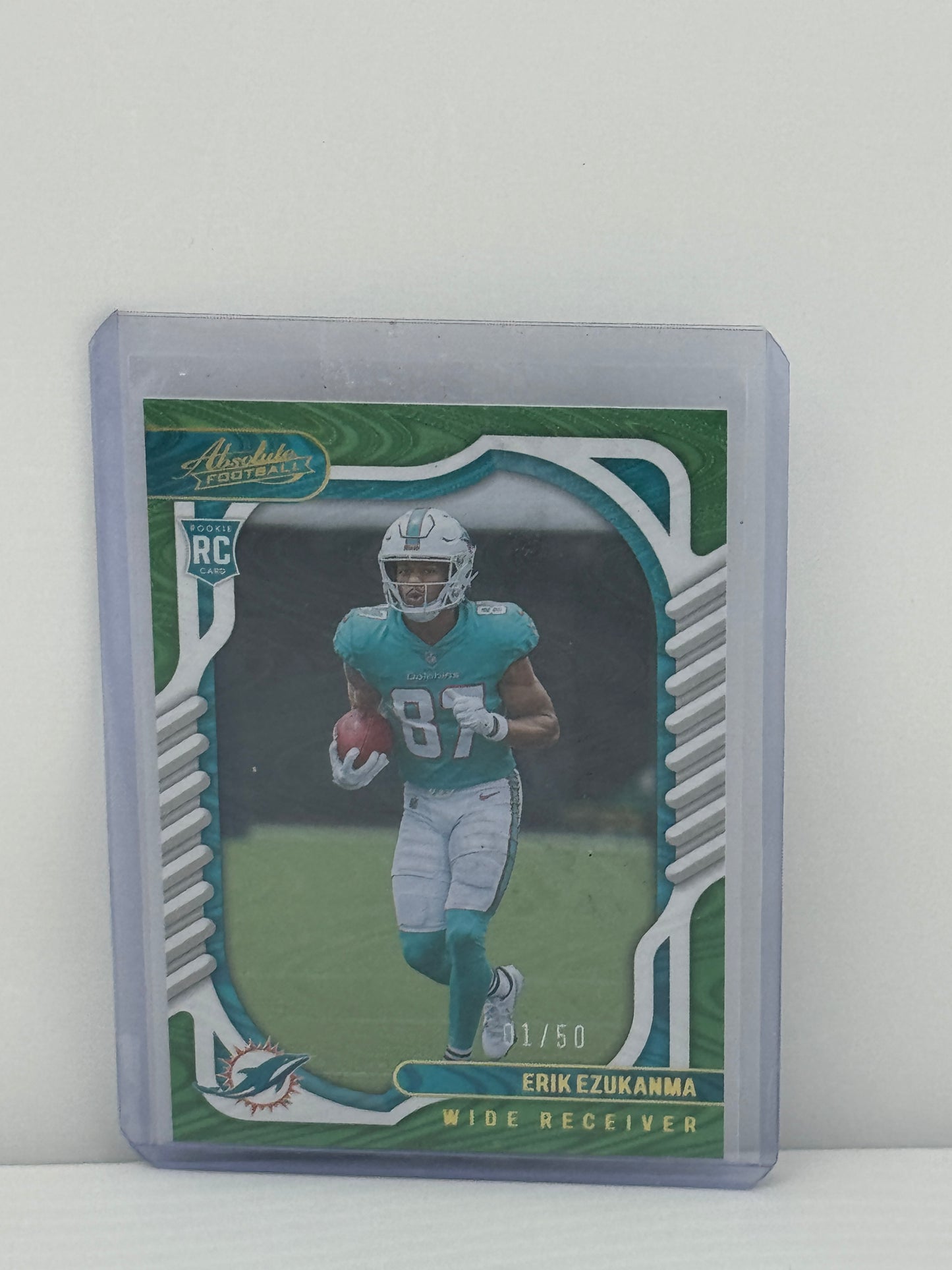 2022 Panini Absolute #139 Erik Ezukanma Green Seismic 1/50 Miami Dolphins