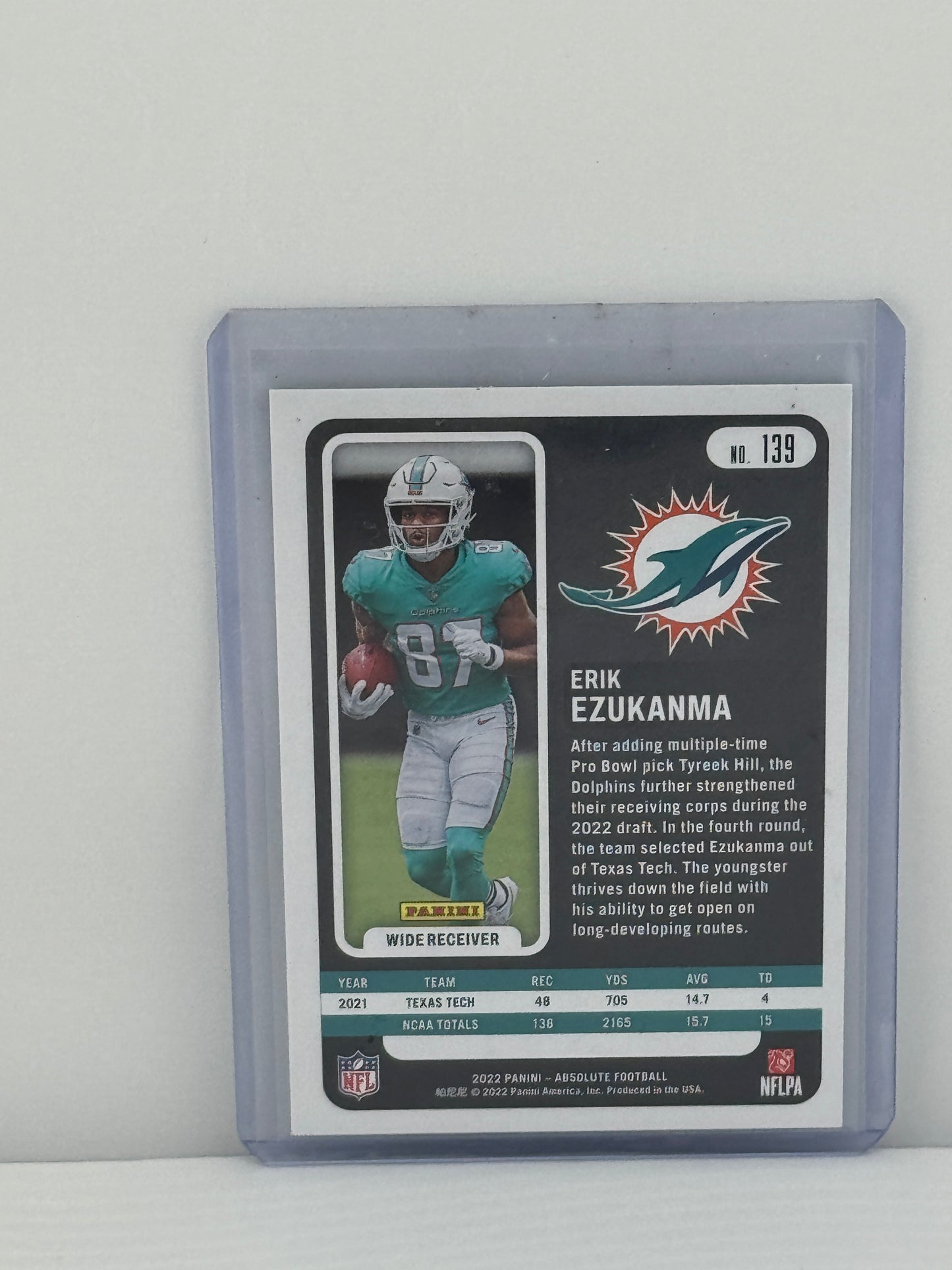 2022 Panini Absolute #139 Erik Ezukanma Green Seismic 1/50 Miami Dolphins