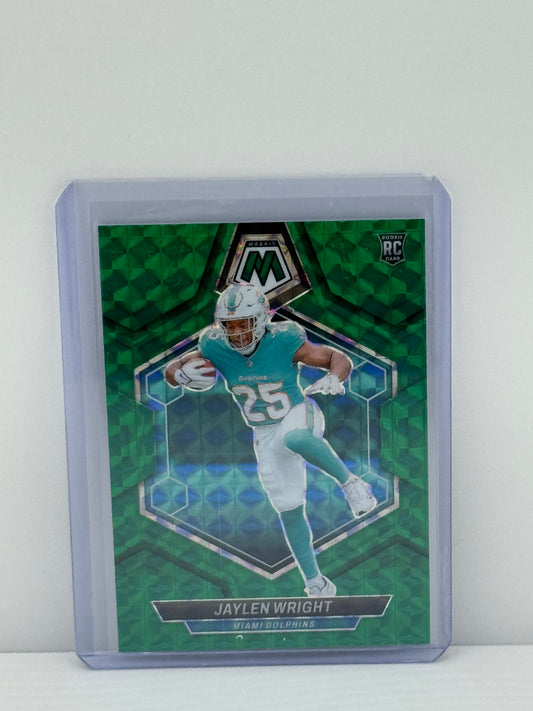 2024 Panini Mosaic #383 Jaylen Wright Green Prizm Miami Dolphins