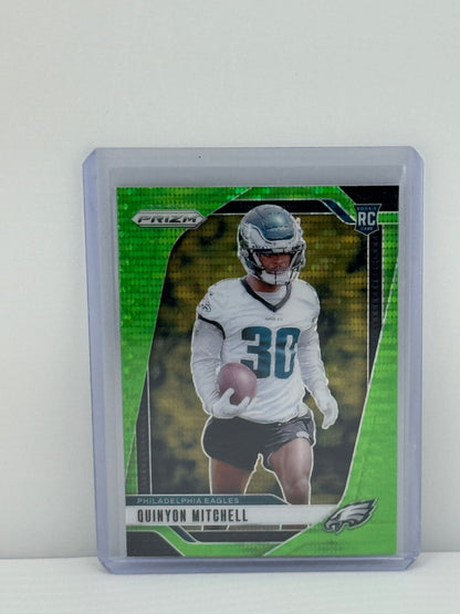 2024 Panini Prizm #381 Quinyon Mitchell Neon Green Pulsar RC Philadelphia Eagles