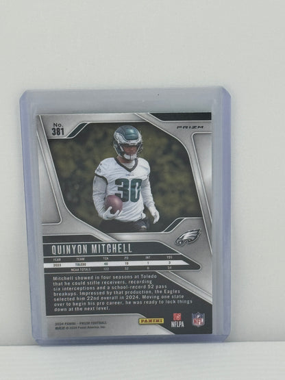 2024 Panini Prizm #381 Quinyon Mitchell Neon Green Pulsar RC Philadelphia Eagles