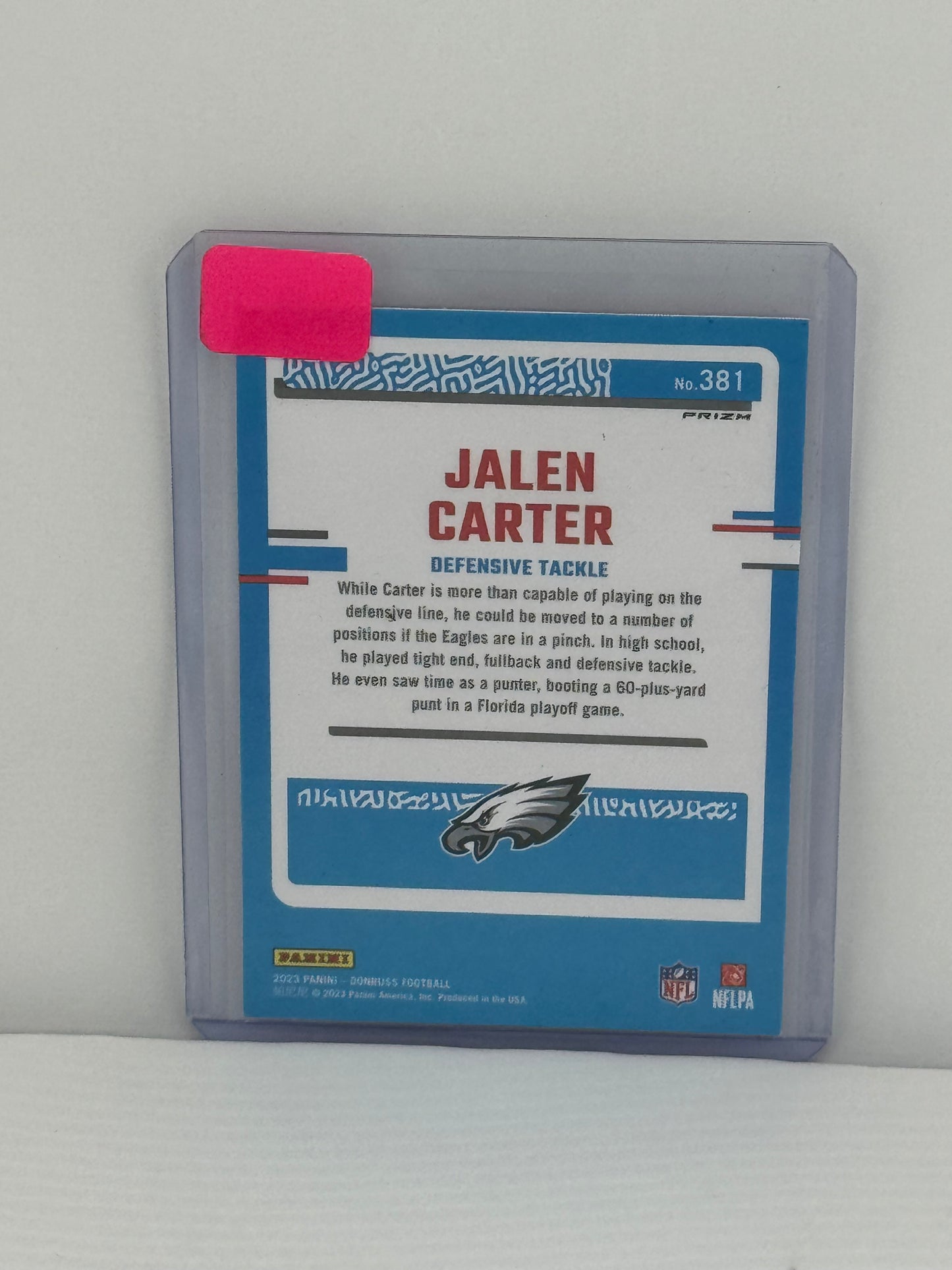 2023 Donruss Optic #381 Jalen Carter Pink RC Philadelphia Eagles