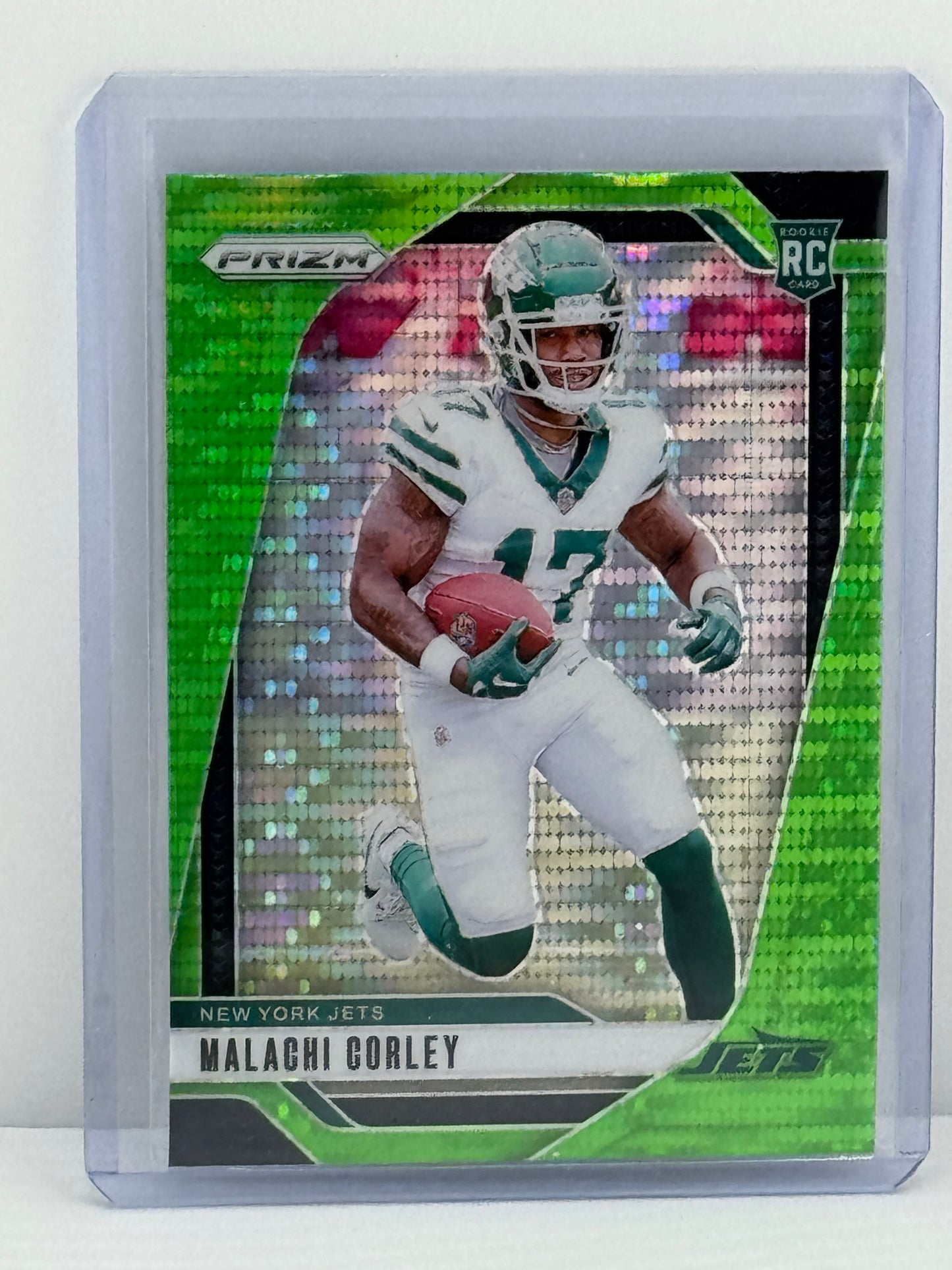 2024 Panini Prizm #369 Malachi Corley Neon Green Pulsar RC New York Jets