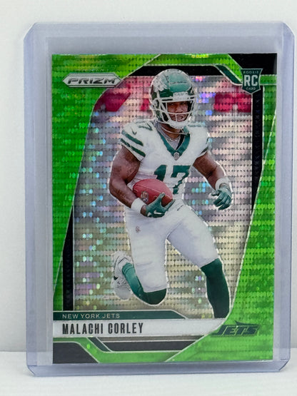 2024 Panini Prizm #369 Malachi Corley Neon Green Pulsar RC New York Jets