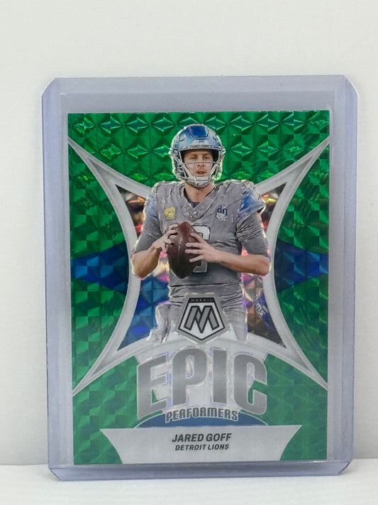 2024 Panini Mosaic #EP-JG Jared Goff Epic Performers Green Prizm Detroit Lions