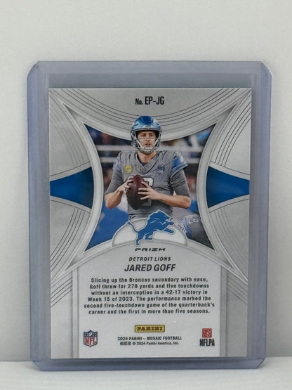 2024 Panini Mosaic #EP-JG Jared Goff Epic Performers Green Prizm Detroit Lions