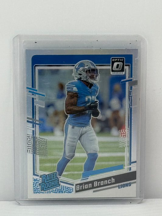 2023 Donruss Optic #233 Brian Branch Holo Silver Prizm RC Detroit Lions