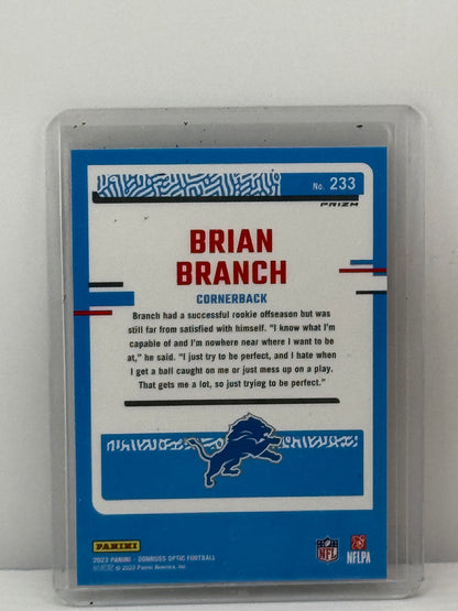 2023 Donruss Optic #233 Brian Branch Holo Silver Prizm RC Detroit Lions