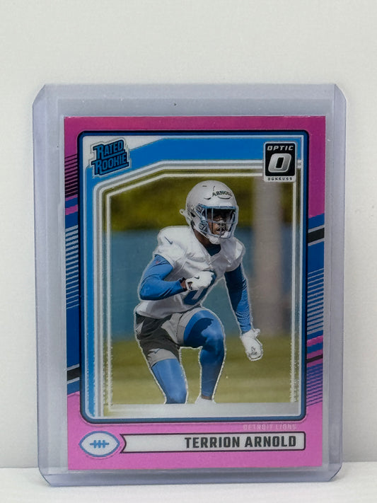 2024 Donruss Optic Preview #371 Terrion Arnold Pink RC Detroit Lions