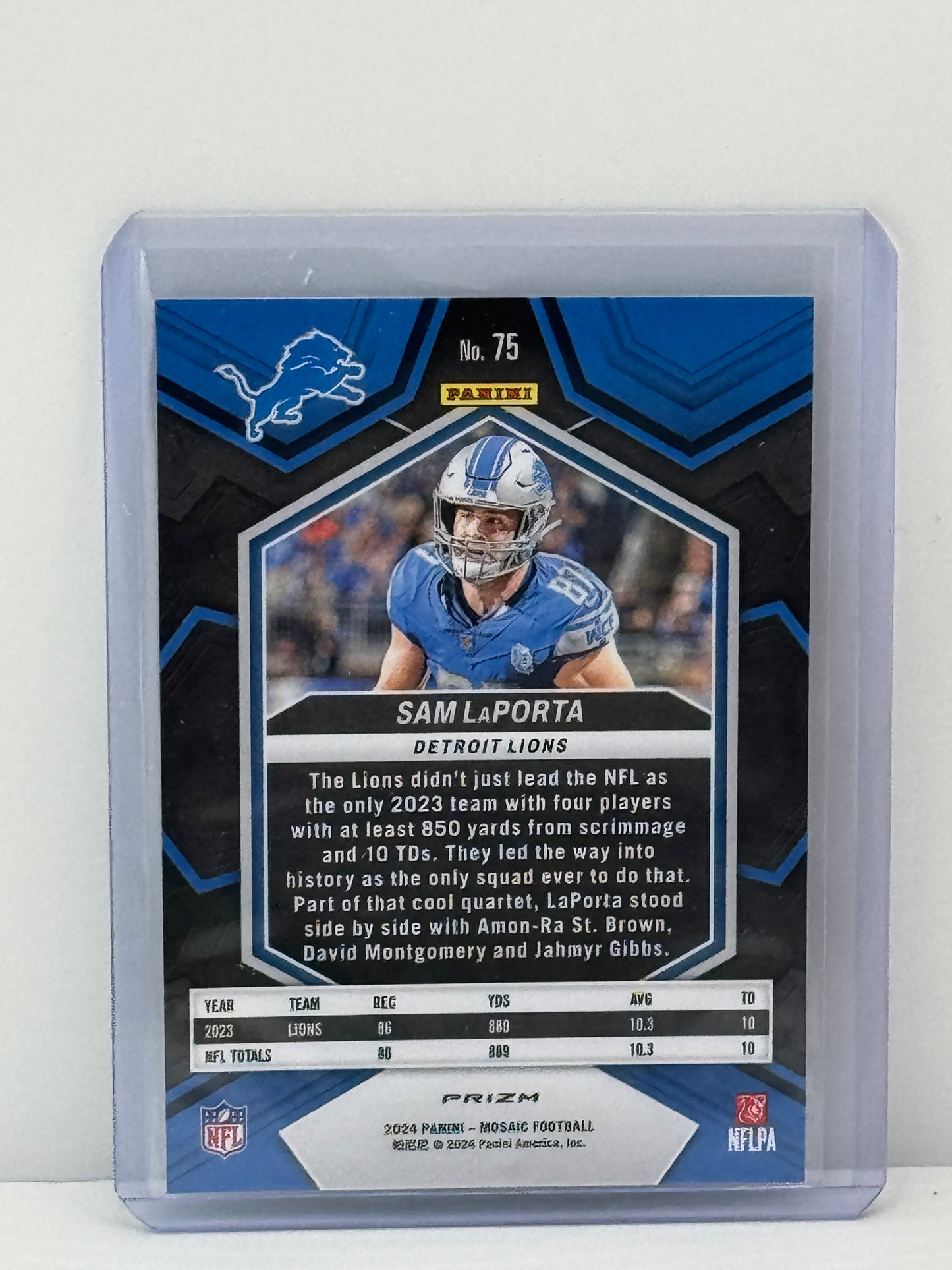 2024 Panini Mosaic #75 Sam Laporta Green Prizm Detroit Lions