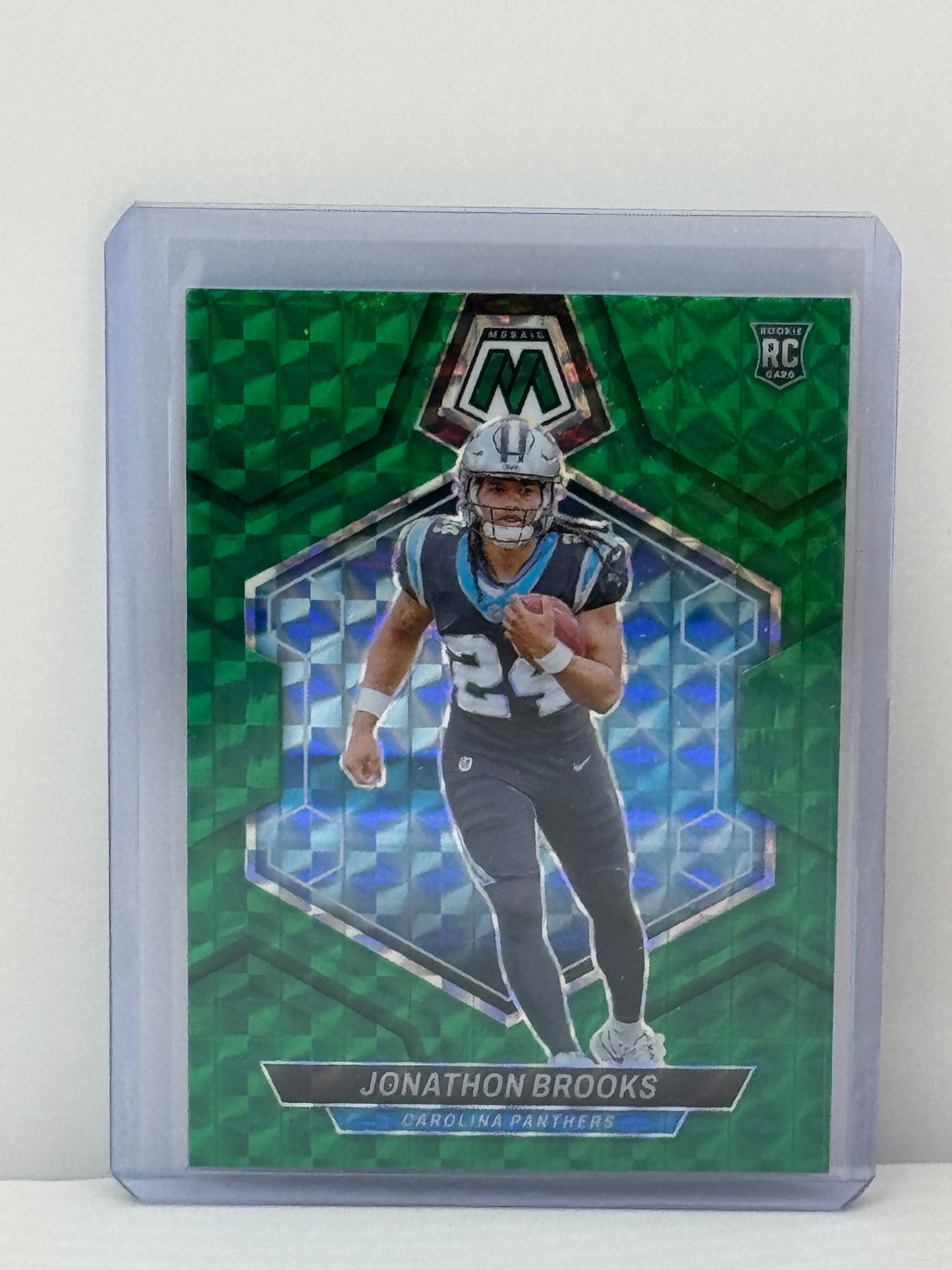 2024 Panini Mosaic #345 Jonathon Brooks Green Prizm RC Carolina Panthers