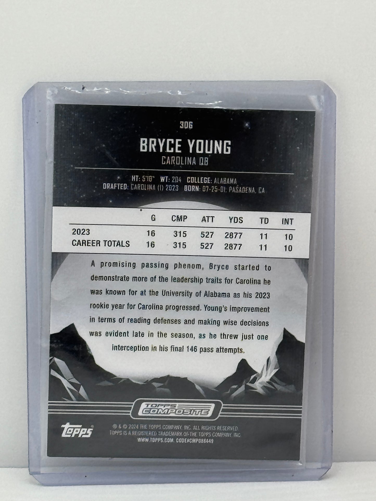 2024 Topps Composite #306 Bryce Young Midnight RC Carolina Panthers