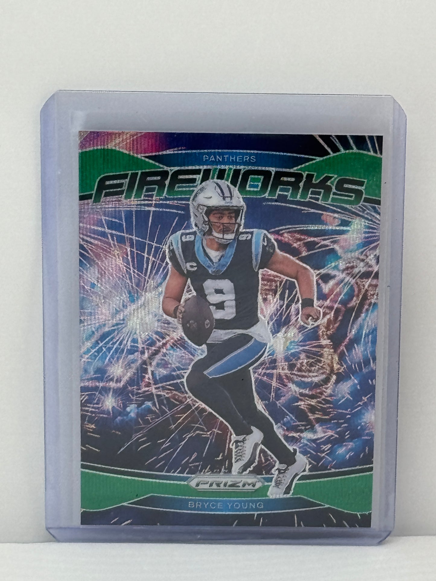 2024 Panini Prizm # 14 Bryce Young Fireworks Green Wave Carolina Panthers
