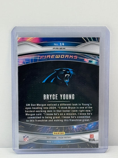 2024 Panini Prizm # 14 Bryce Young Fireworks Green Wave Carolina Panthers