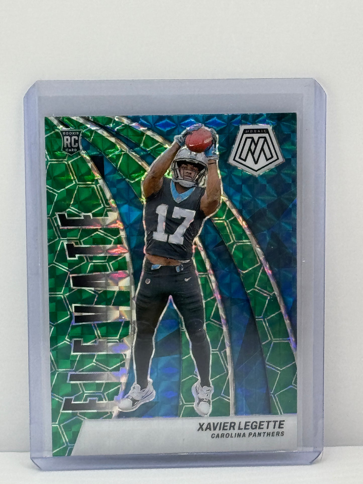 2024 Panini Mosaic #10 Xavier Legette Elevate Green Mosaic Prizm RC Carolina Panthers