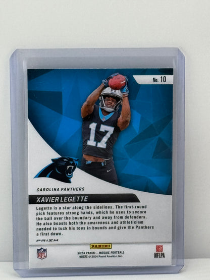 2024 Panini Mosaic #10 Xavier Legette Elevate Green Mosaic Prizm RC Carolina Panthers