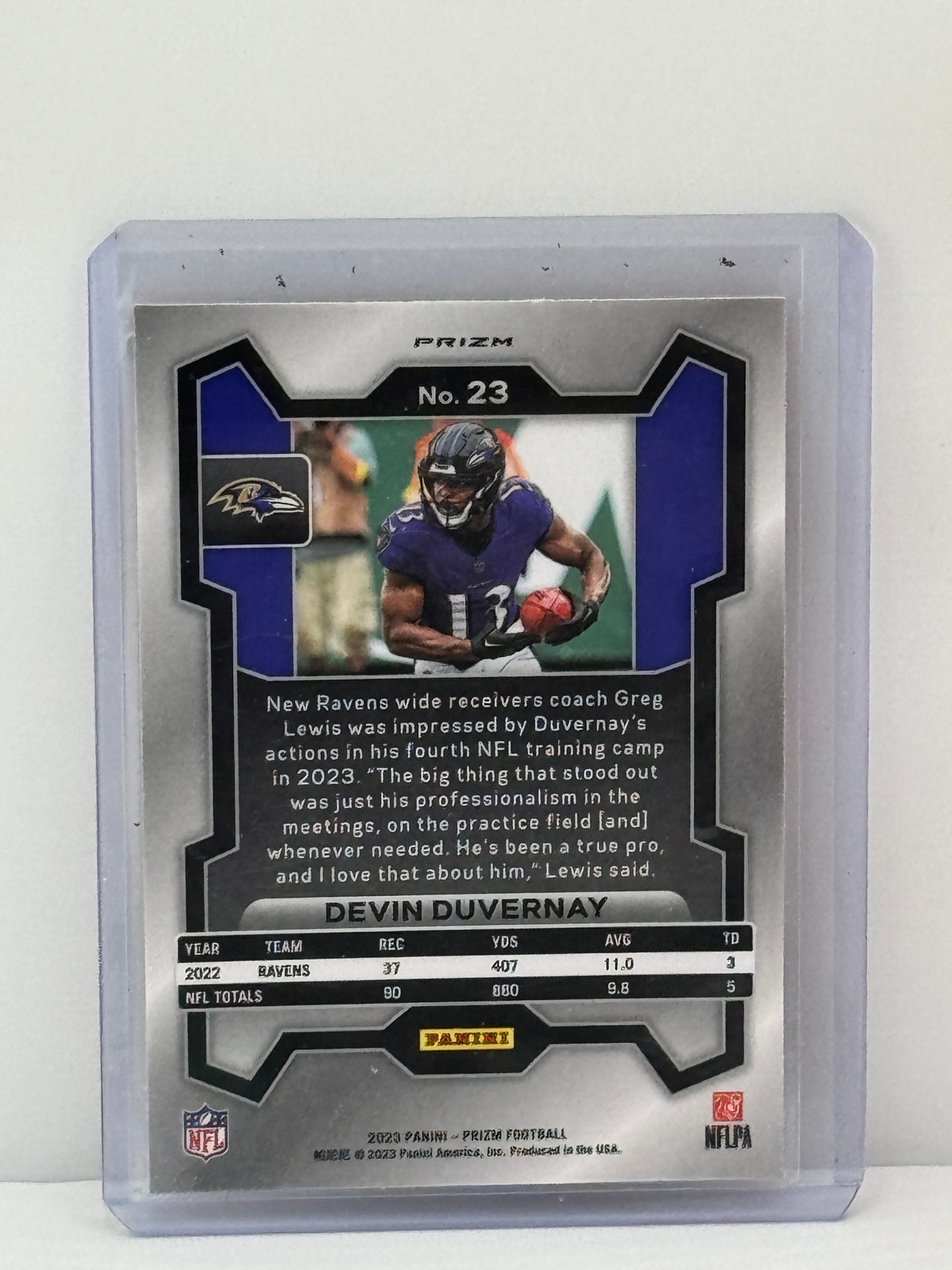 2023 Panini Prizm #23 Devin Duvernay Orange Lazer Prizm Baltimore Ravens