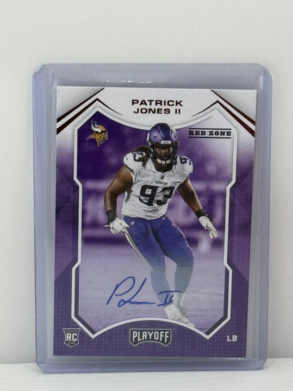 2021 Panini Playoff #279 Patrick Jones II Red Zone Auto RC Minnesota Vikings