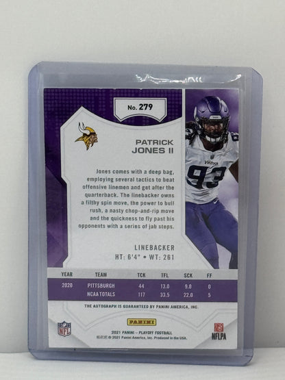 2021 Panini Playoff #279 Patrick Jones II Red Zone Auto RC Minnesota Vikings