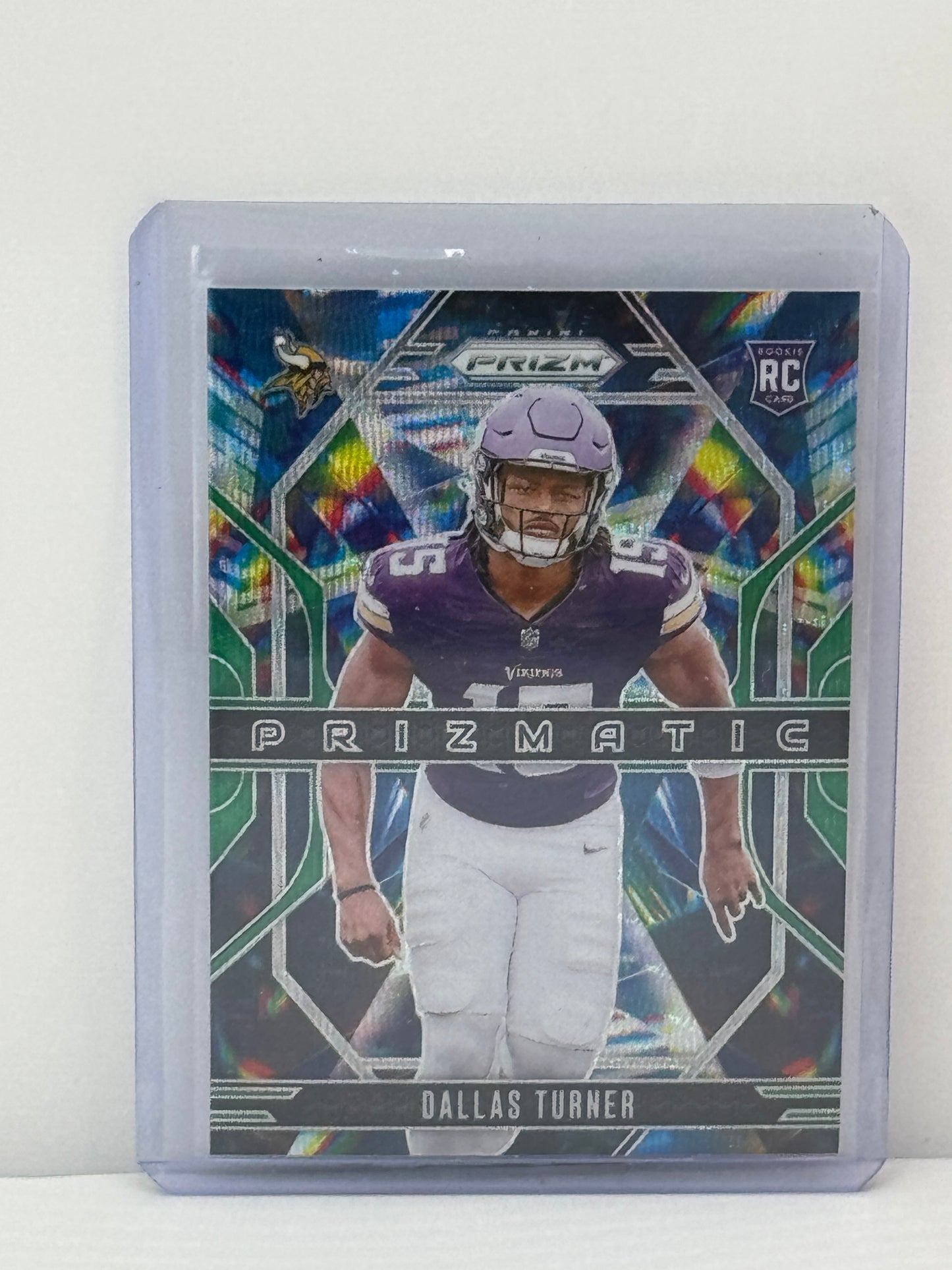 2024 Prizm #17 Dallas Turner Prizmatic Green Wave RC Minnesota Vikings