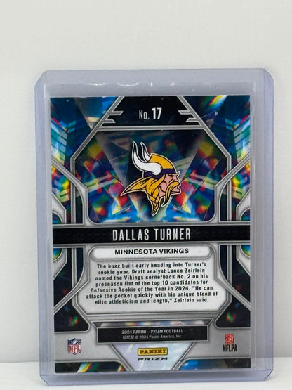 2024 Prizm #17 Dallas Turner Prizmatic Green Wave RC Minnesota Vikings