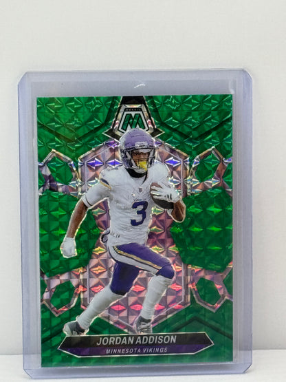 2024 Panini Mosaic #144 Jordan Addison Green Prizm Minnesota Vikings