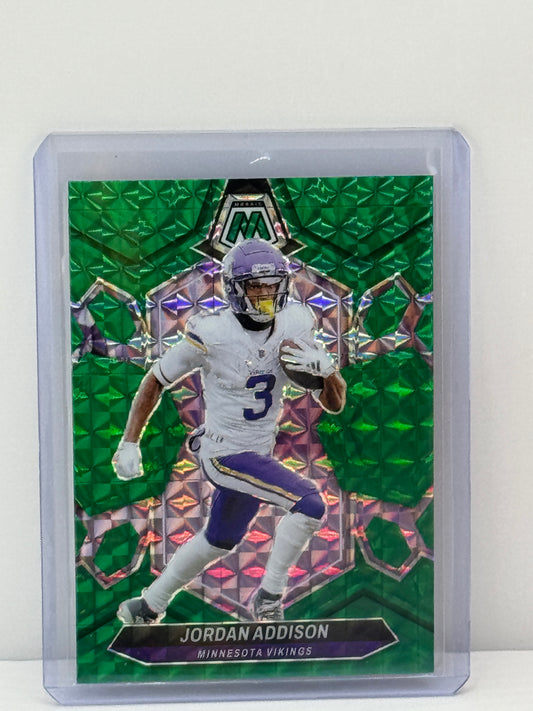 2024 Panini Mosaic #144 Jordan Addison Green Prizm Minnesota Vikings