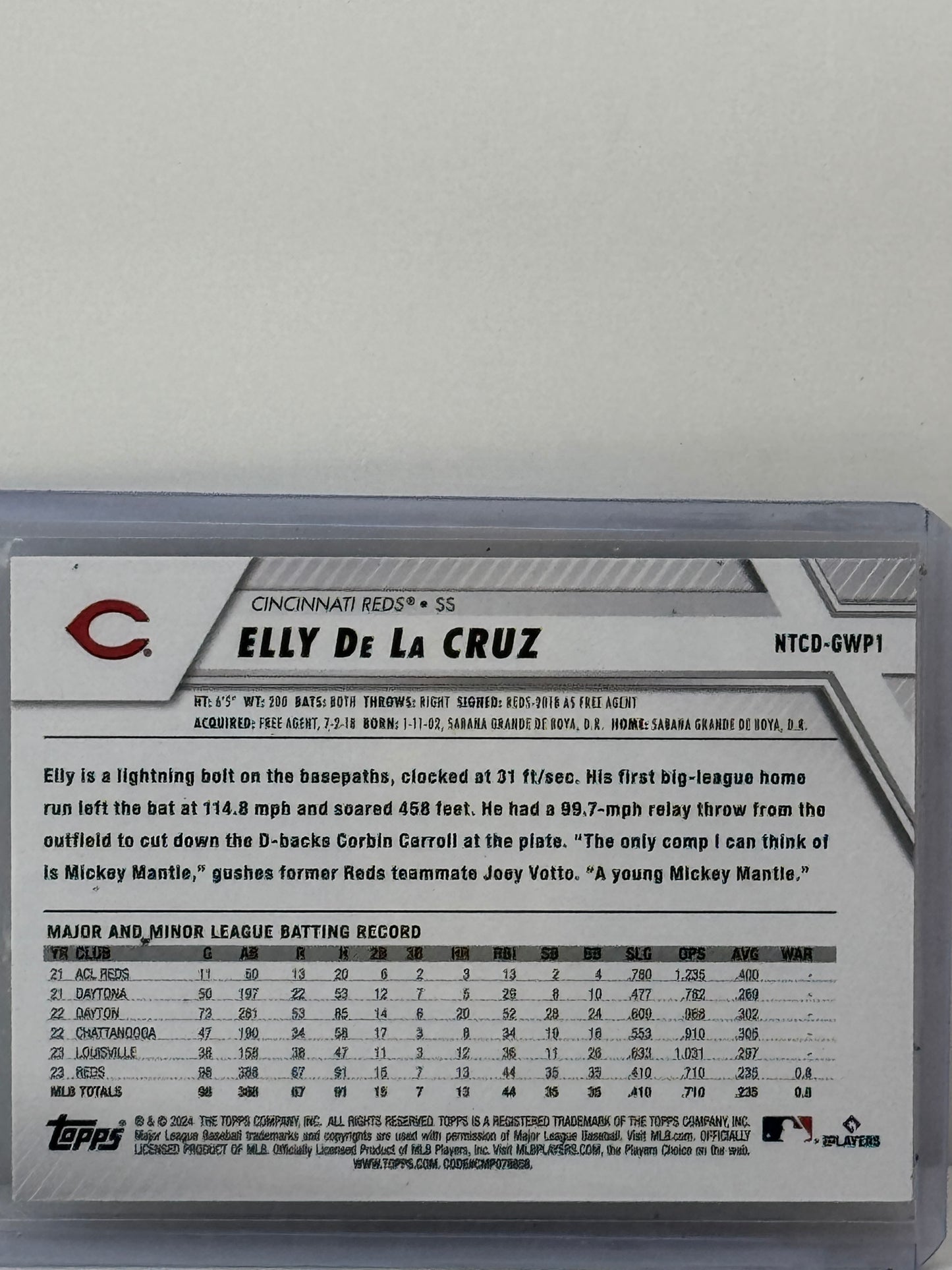 2024 Topps #NTCD-GWP! Elly De La Cruz RC Cincinnati Reds
