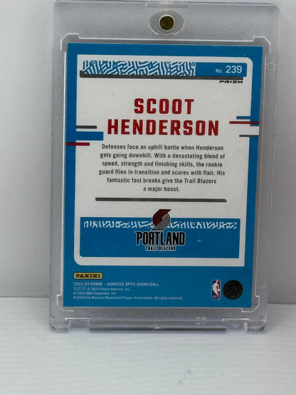 2023-24 Donruss Optic #239 Scoot Henderson Purple RC Portland Trailblazers