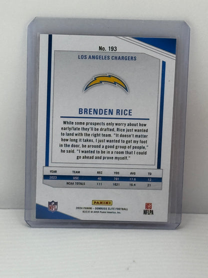 2024 Donruss Elite #193 Brenden Rice Aspirations 134/875 RC Los Angeles Chargers