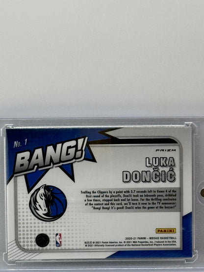 2020-21 Panini Mosaic #1 Luka Doncic Bang Green Mosaic Prizm Dallas Mavericks