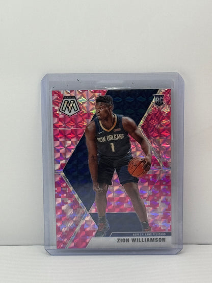 2019-20 Panini Mosaic #209 Zion Williamson Pink Camo Prizm RC New Orleans Pelicans