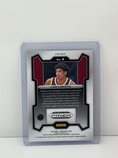 2024 Panini Prizm Draft Picks #4 Cam Christie Silver Prizm RC Los Angeles Clippers