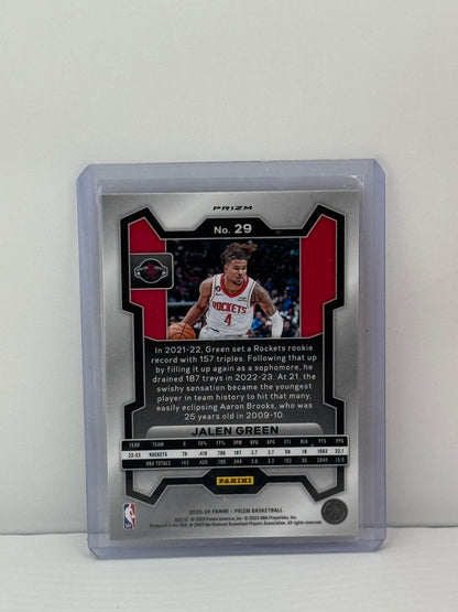 2023-24 Panini Prizm #29 Jalen Green Red Cracked Ice Houston Rockets