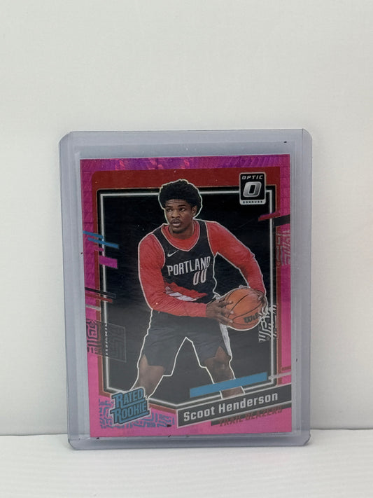 2023-24 Donruss Optic #239 Scoot Henderson Pink Pulsar Prizm RC Portland Trailblazers