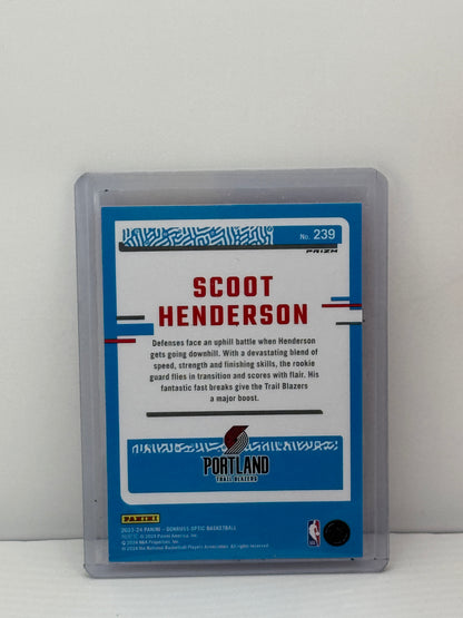 2023-24 Donruss Optic #239 Scoot Henderson Pink Pulsar Prizm RC Portland Trailblazers